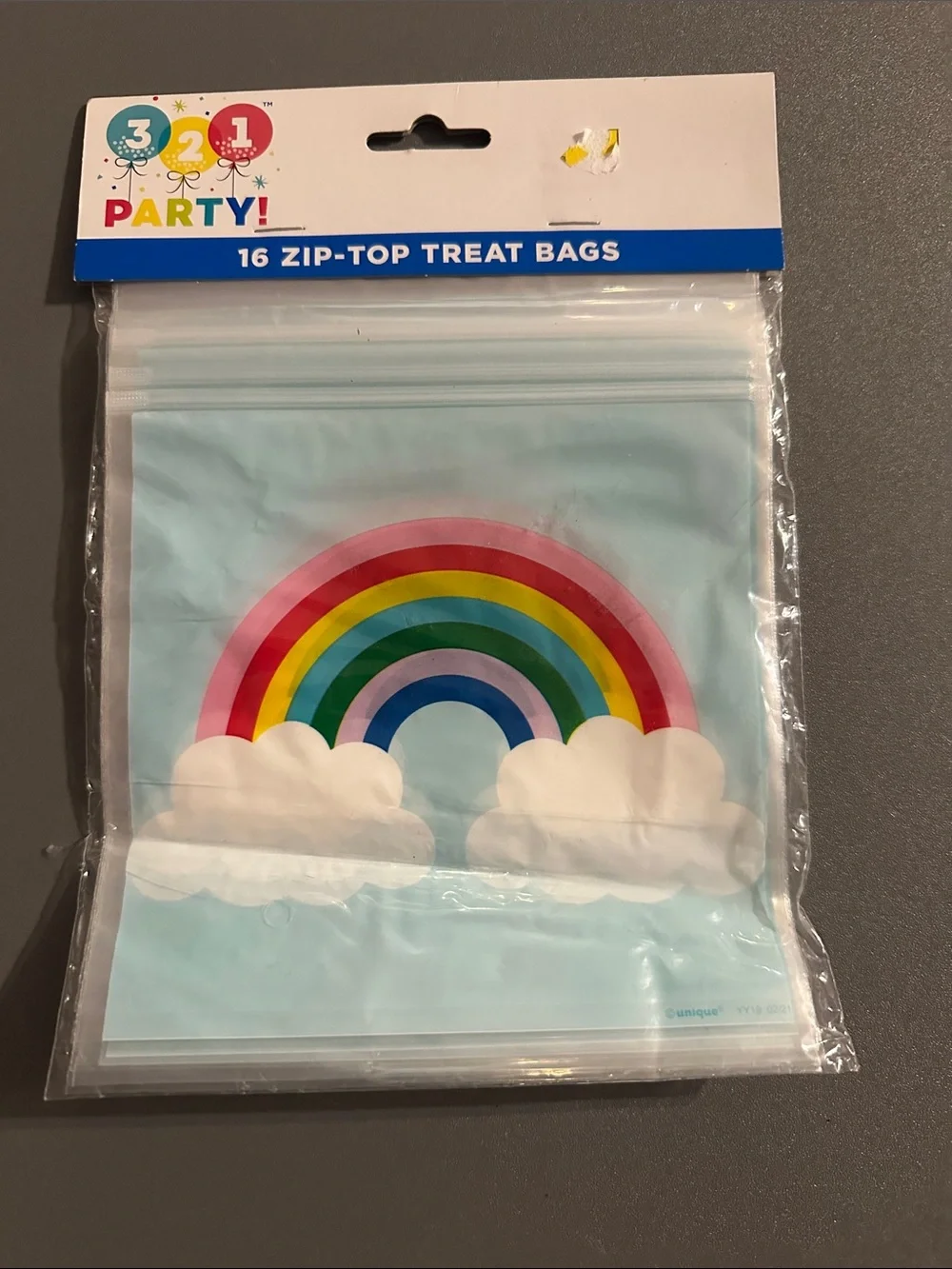 3 2 1 Party! Rainbow Zip-Top Treat Bags - Blue